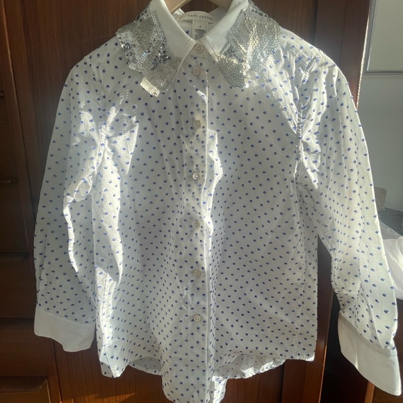 Marc Jacobs cotton shirt (raised blue spots) with silver detail - Picture 3 of 4